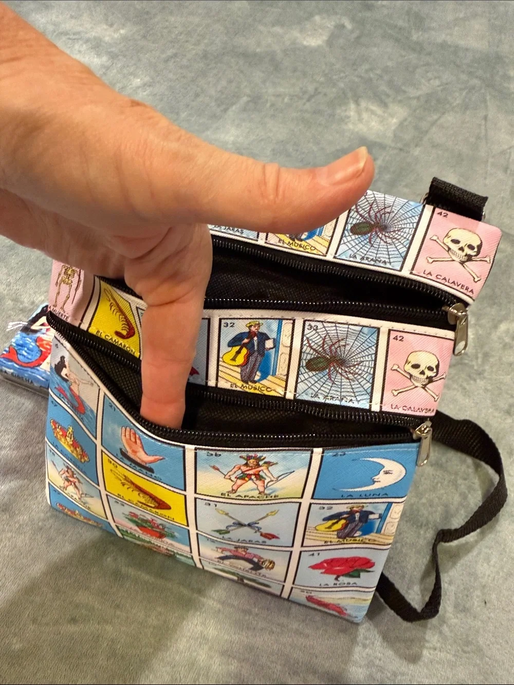 Loteria Print Crossbody Bag and Matching Card Holder